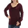 thumbnail image 2 of INC Womens Burgundy Glitter Long Sleeve Scoop Neck Top M, 2 of 3