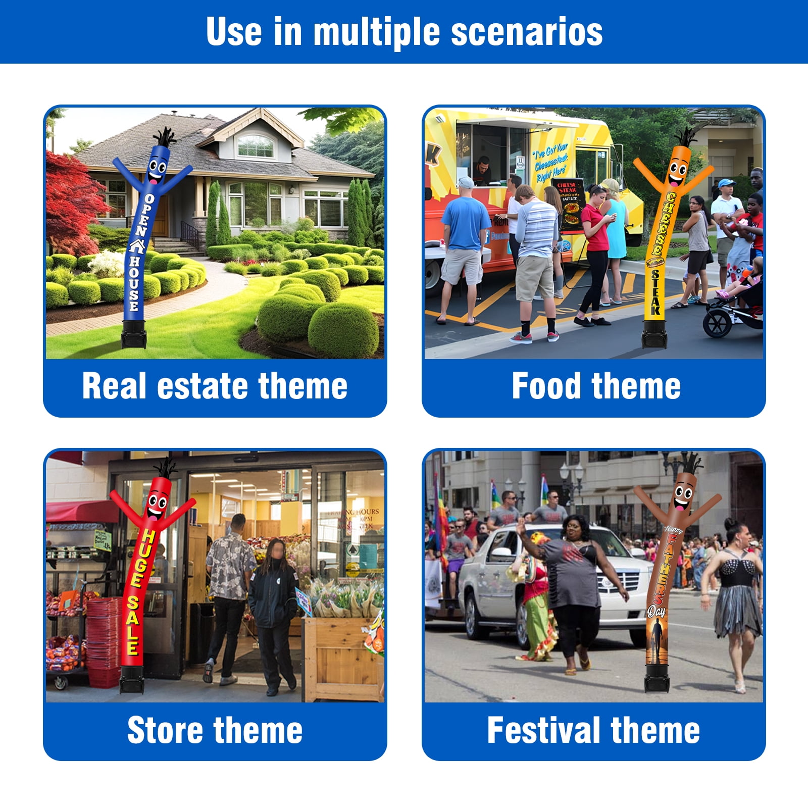 1/4 HP Inflatable Tube Man 200W Air Blower Fan (9''Diameter) for Wacky Waving Dancing Guy Inflatable Tube Man