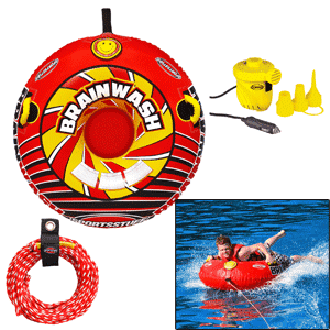 Brain Wash Sportsstuff w/Tow Rope Kit Tow Behind Boat Water Tube 1 Rider 
