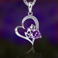 thumbnail image 4 of Xihbxyly Collar de Amatista y Diamantes, Diseño de Corazón, Acabado En Oro Blanco, Regalo Elegante para Mamá, Novia, Accesorio de Fiesta, Joyería de Boda, Cadena de 45 Cm Incluida., 4 of 7