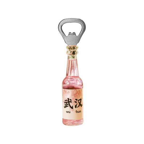 Abridor de botellas magnético para nevera, diseño creativo, acrílico, Wuhan