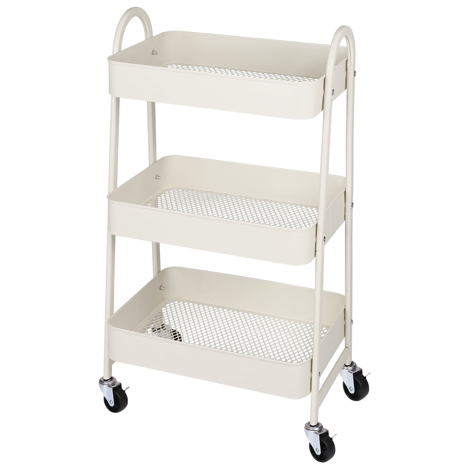 GIANNA 3 Tier Rolling Cart Organizer, Plastic Rolling Cart with Lockable Wheels & Reinforced Handle, Lightweight Utility Cart Storage Cart for Nursery, Kitchen, Bathroom, Craft Room