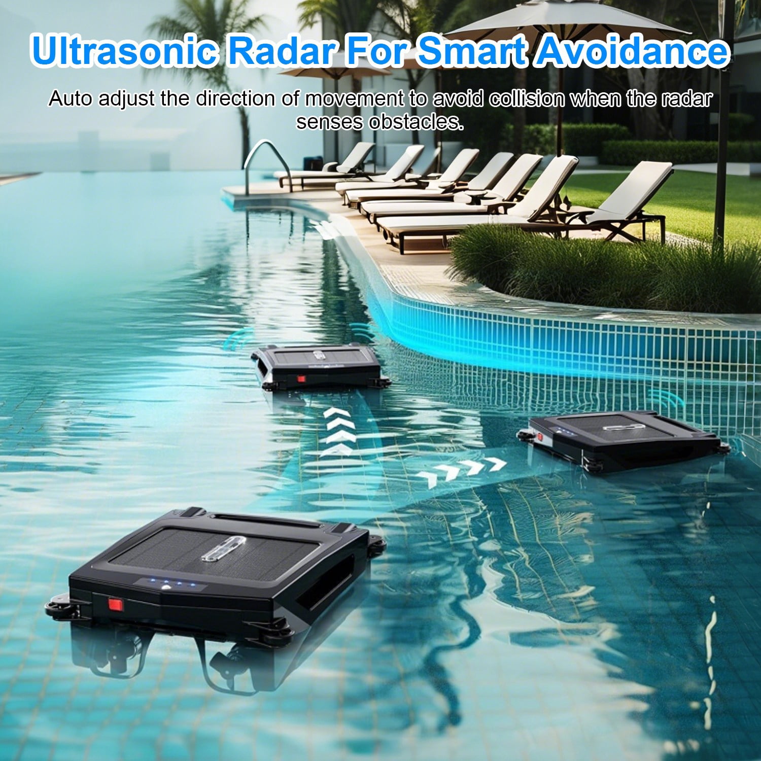 Imountek Solar-Powered Robotic Pool Skimmer, Automatic Swimming Pool Surface Cleaner with APP Control, 2 Cleaning Modes, Dual Charging (Solar/Adapter), IPX7 Waterproof, 1937 sq.ft Coverage
