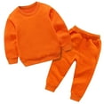 thumbnail image 2 of BRGZLK Boys Outfits Solid Color Long Sleeved Casual Sweatshirt and Sweatpants for Daily Wear Fall Fashion Outfits Orange 5-6 Years, 2 of 4