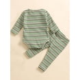 thumbnail image 4 of WIBACKER Newborn Baby Girls Boys Clothes Outfit Stripe Long Sleeve Ribbed Knit Romper Pants Set Fall Winter, 4 of 9