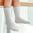 thumbnail image 5 of Kids Socks Cotton Double Needle Mid Calf Solid Color Newborn Socks White 1-3 Years, 5 of 5