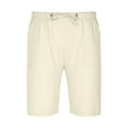 thumbnail image 2 of AKOEE Cotton Linen Shorts for Men Summer Plain Drawstring Elastic Waist Casual 7 Inch Shorts Loose Short Pant (M, Khaki), 2 of 6
