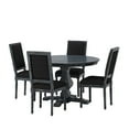 thumbnail image 2 of Noble House Ardyce Fabric Upholstered Wood 5 Piece Circular Dining Set, Gray and Black, 2 of 13