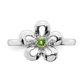 thumbnail image 4 of 925 Sterling Silver Prong set Stackable Polished Peridot Flower Ring Size 9 Stackable Ring for Women, 4 of 5