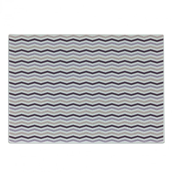 Eggplant Cutting Board, Sea Ocean Wave Inspired Zig Zag Image in Purple Tones Art Print, Decorative Tempered Glass Cutting and Serving Board, Small Size, Pale Pink Purple, by Ambesonne