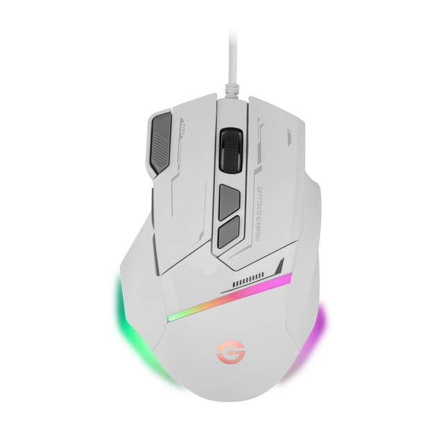 Mouse Gamer Getttech GPM-RGBWR-G1-WH Iluminación RGB, 7200 DPI Ajustable, 8 Botones Personalizables, Alámbrico 1.5M, color blanco
