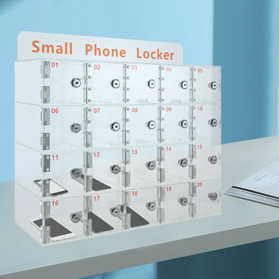SHZICMY Rectangular Acrylic Cellphone Locker Clear Cell Phone Storage Box with Keys US