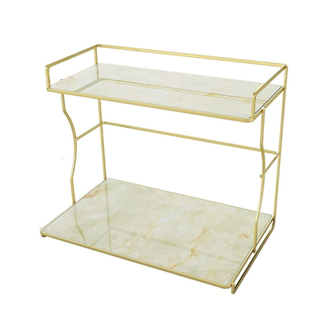 Organizador de encimera de baño de 2 niveles para cenas, recepciones de boda y maquillaje Blanco