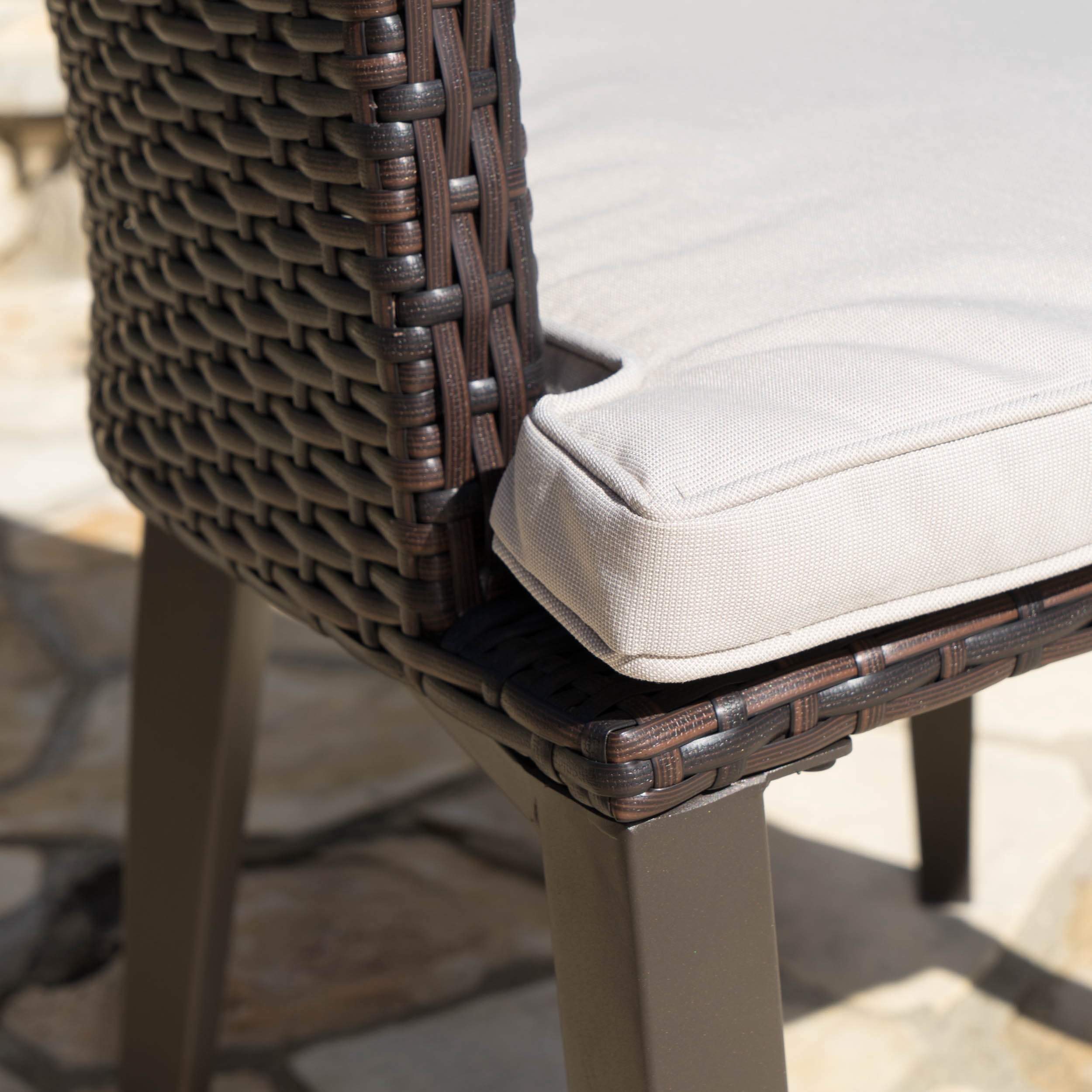 Hillsdale Outdoor 7 Piece Wicker Oval Dining Set with Cushions, Multibrown, Light Brown