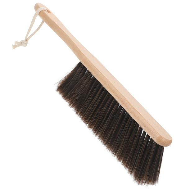 EeaseMX Cepillo de cama portátil con mango de madera maciza, ideal para limpiar colchas, sofás y dormitorios (color madera, veta aleatoria).