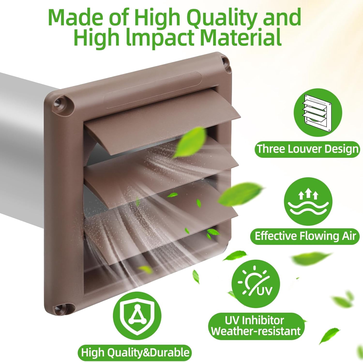 Dryer Vent Kit with Hose/Duct Connector/Wall Plate,4Inch Dryer Wall Vent HoseConnector Wall Duct Kit for Bathroom Ventilation Fan Exhaust,Ceiling Washer Air Circulation,Brown Louvered Dryer Vent Hood