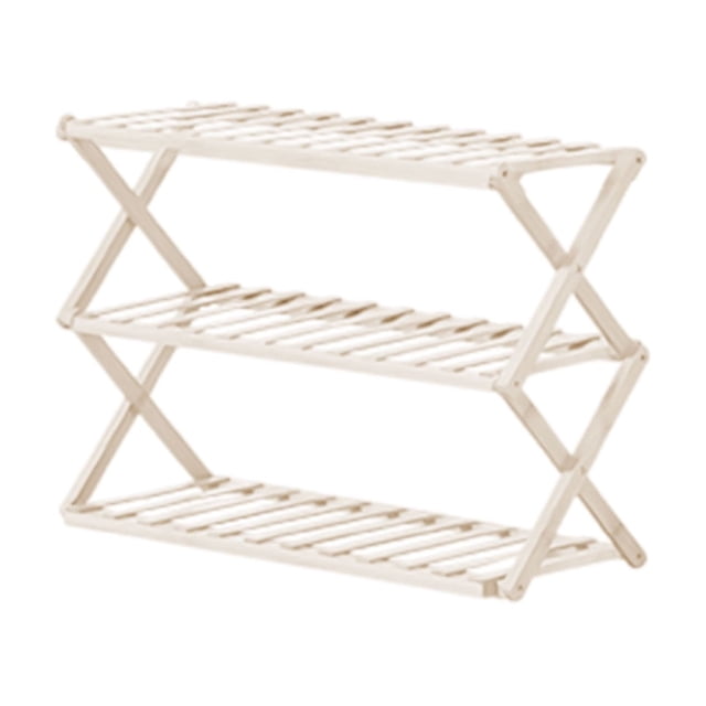 A7 Foldable Shoe Storage Rack For Small Spaces 3 Layer Wooden Shoe Shelf No Tools Needed Compact Shoe Organizer For Apartment #855N2