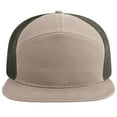 thumbnail image 2 of Toptie 7 Panel Trucker Cap Adjustable Snapback Flat Bill Mesh Back Hip Hop Hat-Khaki, 2 of 7