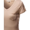 thumbnail image 3 of FashionOutfit Women's Short Sleeve Decorative Button Epaulet Pocket V Neck T Shirt Tops, 3 of 4