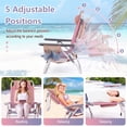 thumbnail image 6 of Costway 2-Pack Folding Backpack Beach Chair Table Set 5-Position Outdoor Reclining Chair Pink, 6 of 10