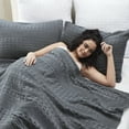 thumbnail image 4 of VHC Brands 100% Cotton Waffle Weave Queen Blanket 90"x90", Decorative Lightweight Spring and Summer Throw Blanket, Bedroom Decor for Bed, Couch, or Sofa, Dark Grey, 4 of 4
