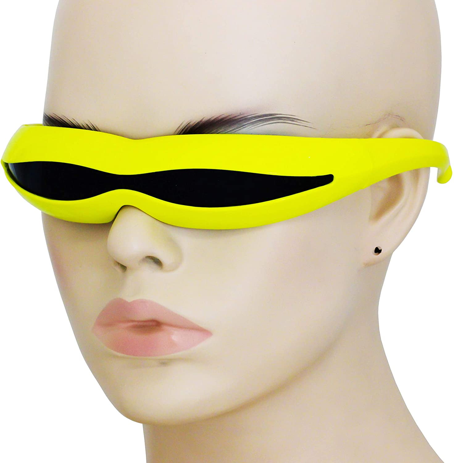 SPACE ROBOT PARTY RAVE COSTUME CYCLOPS FUTURISTIC SHIELD SUN GLASSES White Frame 