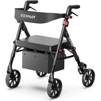 The Tale Maker Rollator Walkers with Seat for Seniors, Reinforced Aluminum Frame & Height Adjustable, 8" Rubber Wheels for All Terrain, Max 500 lbs Foldable Rolling Walker