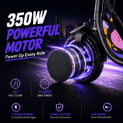 Electric Scooter for Adults, Youth & Big Kids – 19 MPH, 19 Miles Range, Foldable E Scooter with App Control, Dual Braking & Lights, Lightweight Commuting Scooter