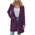 thumbnail image 3 of Jacket for Women with Pockets Fashion Solid Color Long Sleeve Full Zipper Long Casual Coat Women's Outerwear Purple XXL, 3 of 9