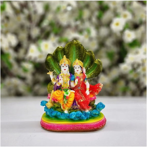 Vishnu Laxmi Statue in Resin Lord Vishnu with Lakshmi Sculpture Hindu God Goddess Statue Lakshmi Narayan Idol Indian Mandir Decor Vishnu Lakshmi Figurine Mandir Decor Gift - AtoZ India Cart