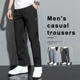 thumbnail image 4 of TNOBHG Men Casual Trousers Men's Casual Trousers Solid Color Regular Fit Summer Thin Breathable Reinforced Pocket Mid Waist Soft Fabric Quick Dry Straight, 4 of 8