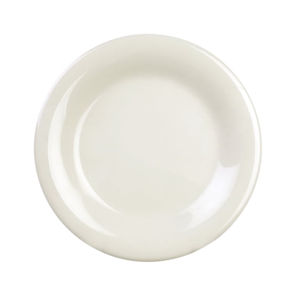 Excellante Color ivory melamine dinnerware collection 6.5 inch wide rim round plate, comes in dozen