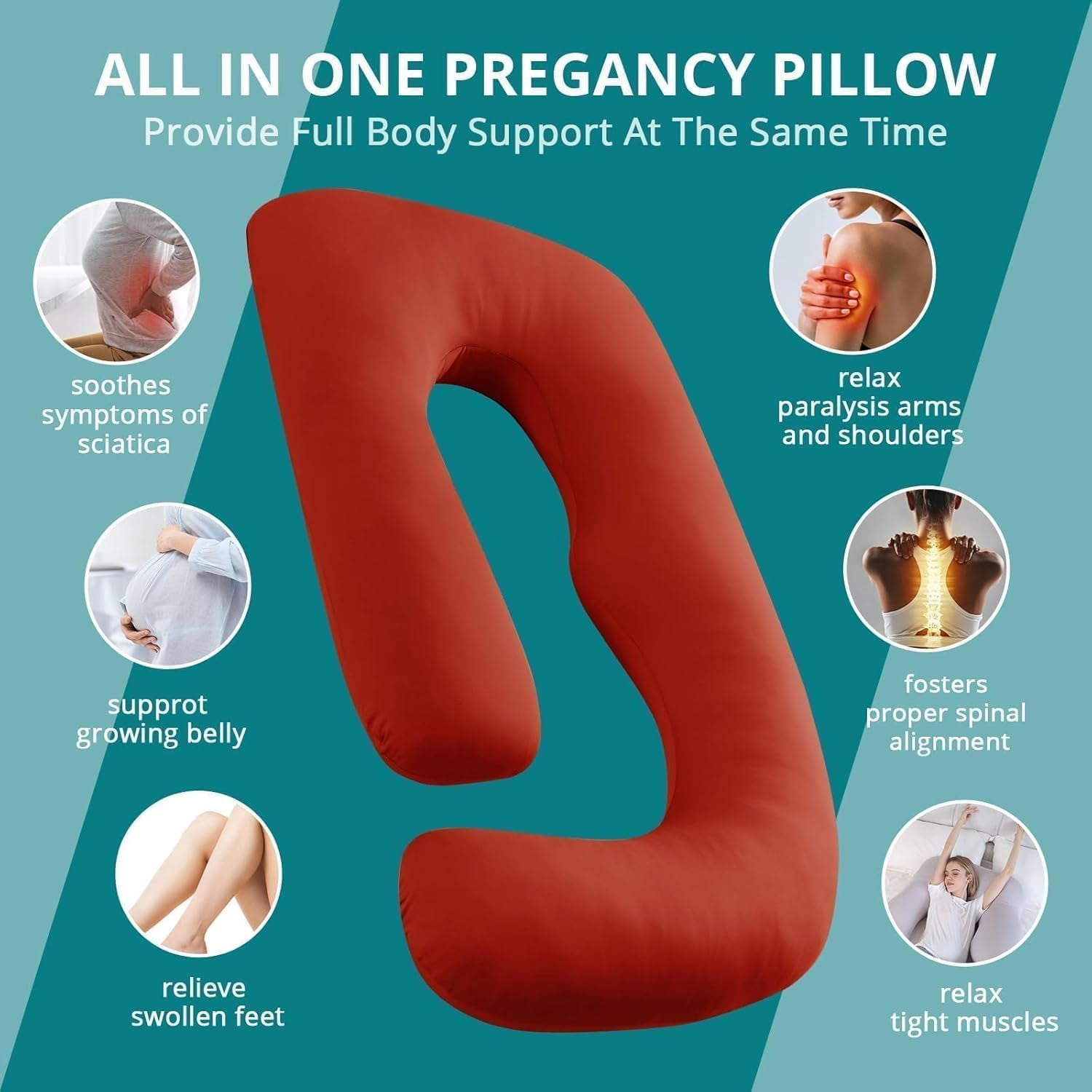 Pregnancy Pillows for Sleeping, Jumbo U Shaped Cooling Full Body Pillow with Removable Cover, Pregnant Women Must Haves, Maternity Essential, Navy