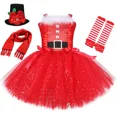 thumbnail image 2 of Vestido de tutú rojo brillante de Papá Noel, disfraz navideño para niñas, vestido de princesa con lentejuelas brillantes, vestido de fiesta de Navidad para niños, vestido de baile de Año Nuevo, 2 of 5