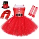 thumbnail image 2 of Vestido de tutú rojo brillante de Papá Noel, disfraz navideño para niñas, vestido de princesa con lentejuelas brillantes, vestido de fiesta de Navidad para niños, vestido de baile de Año Nuevo, 2 of 5