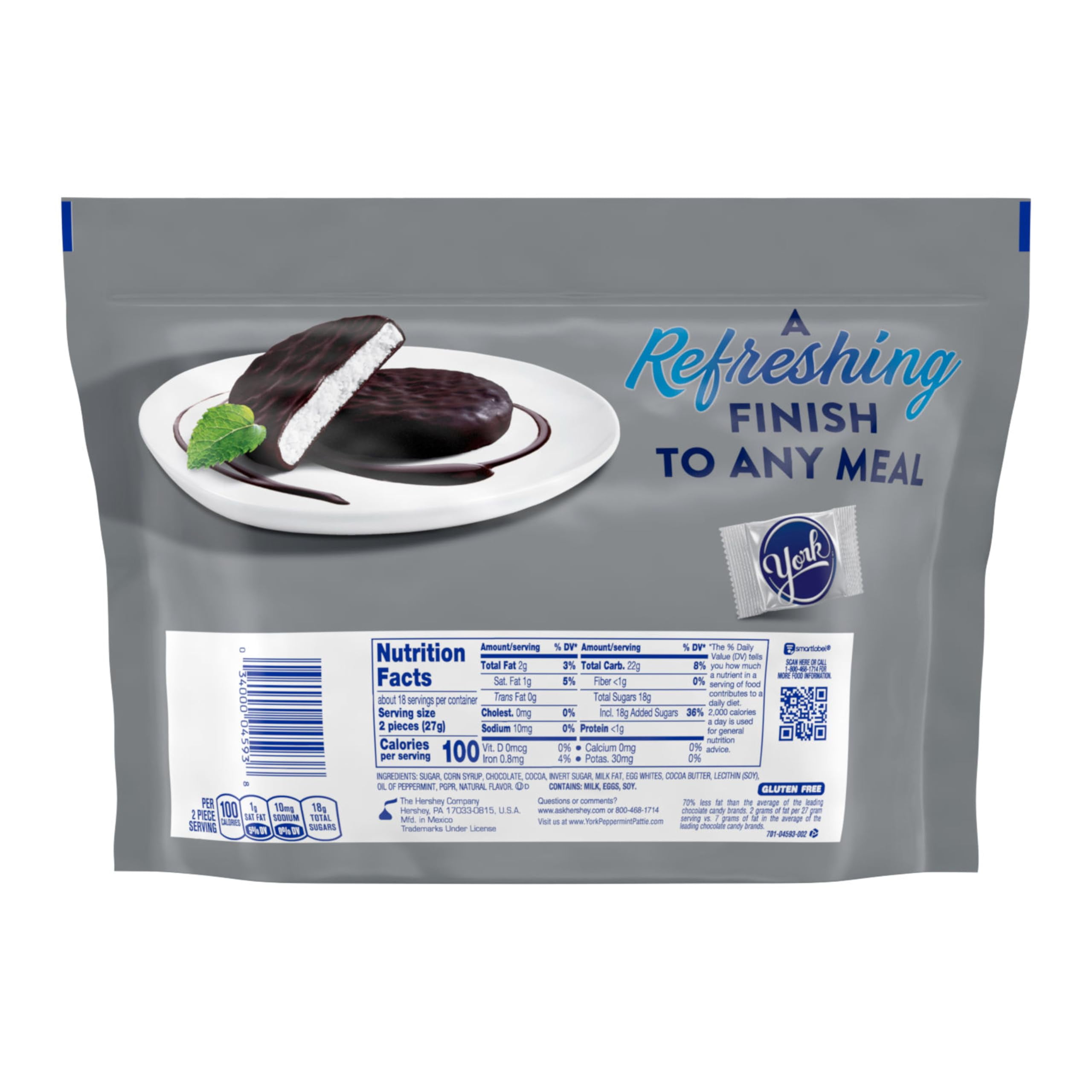 YORK Dark Chocolate Peppermint MSF2&nbsp;Patties, Candy Family Pack, 17.3 oz