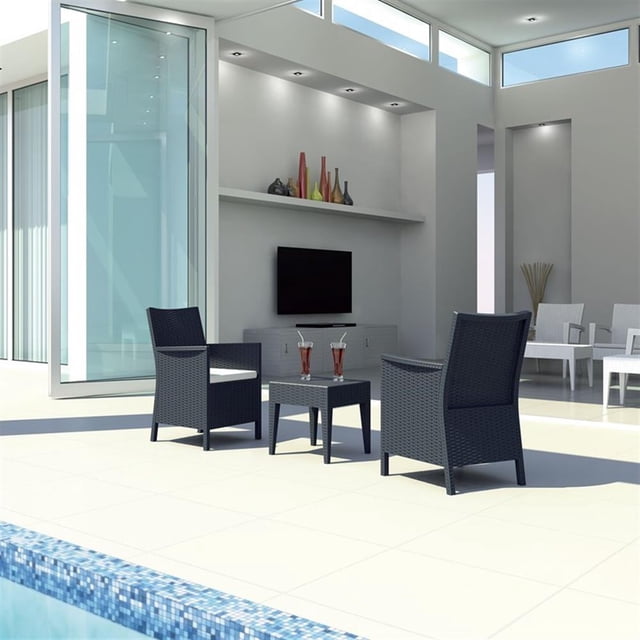 Compamia California Ensemble de Conversation pour Patio de 3 Pcs en Gris Foncé