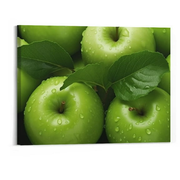 BCIIG  Wall Art Green Apples Canvas Fruits Design Elegant Life Prints Decor Framed Ready to Hang - Modern Artwork Painting Contemporary Pictures Kitchen Dining Home Decoration20x16inch