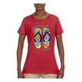 thumbnail image 2 of If I Can't Wear My Flip Flops I'm Not Going Colorful Sandals Streetwear Womens Graphic T-Shirt, Red, 3XL, 2 of 3