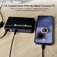 thumbnail image 3 of Concentrador Sincronización Datos Alta Velocidad USB 3.0 de 10 Puertos Metal, Cargador Rápido, Divisor con Adaptador Corriente de 12V 5A para Teléfono, Tableta, Enchufe de EE. UU., 3 of 5