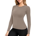 thumbnail image 5 of Fnooota Womens Thermal Tops, Crew Neck Base Layer Slim Fit Long Sleeve Layering Undershirts Khaki Size S-2XL, 5 of 8