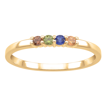 Delicate Personalized Family Ring in 10k Gold by Jewlster