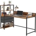 thumbnail image 2 of Inch Small Computer Desk with Non Woven Drawers and Storage Shelves  Home Office Desk with Bookshelf Sturdy Writing Desk Reading Table Workstation Laptop Desk for Small Space, 2 of 2