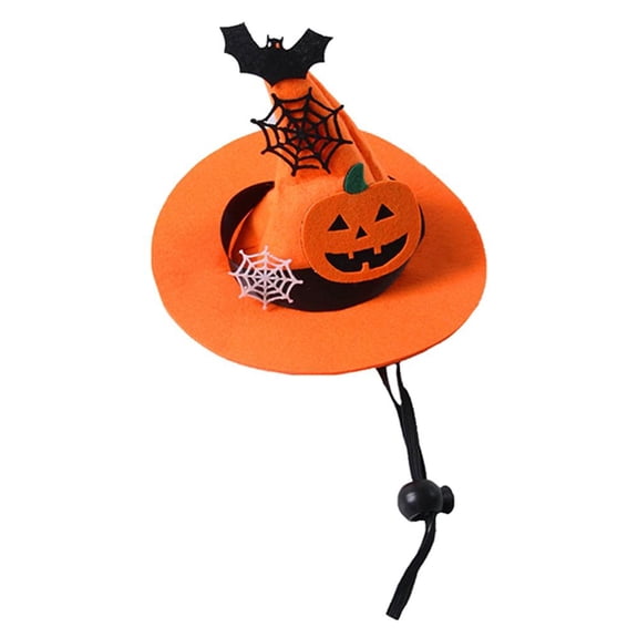 OADUKQ Halloween Pet Hat, Soft Felt Cat Dog Hat with Pumpkin Spider, Halloween Costume Party and Autumn Photo Sessions, Orange