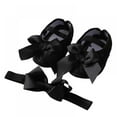 thumbnail image 1 of Newborn Baby Girl Bowknot Princess Floral Shoes Toddler Walking Shoes + Headband, 1 of 5