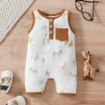 thumbnail image 2 of Baby Onesies For Baby Boy Bodysuits Girls Sleeveless Cartoon Prints Tops Vest Jumpsuit One Piece Romper Brown 9-12 Months, 2 of 9