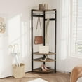 thumbnail image 1 of Corner Coat Rack, Entryway Hall Tree with 6 Double Hooks & Storage Shelf, Wooden Corner Clothes Rack Shoe Shelf Organizer for Home, 1 of 7