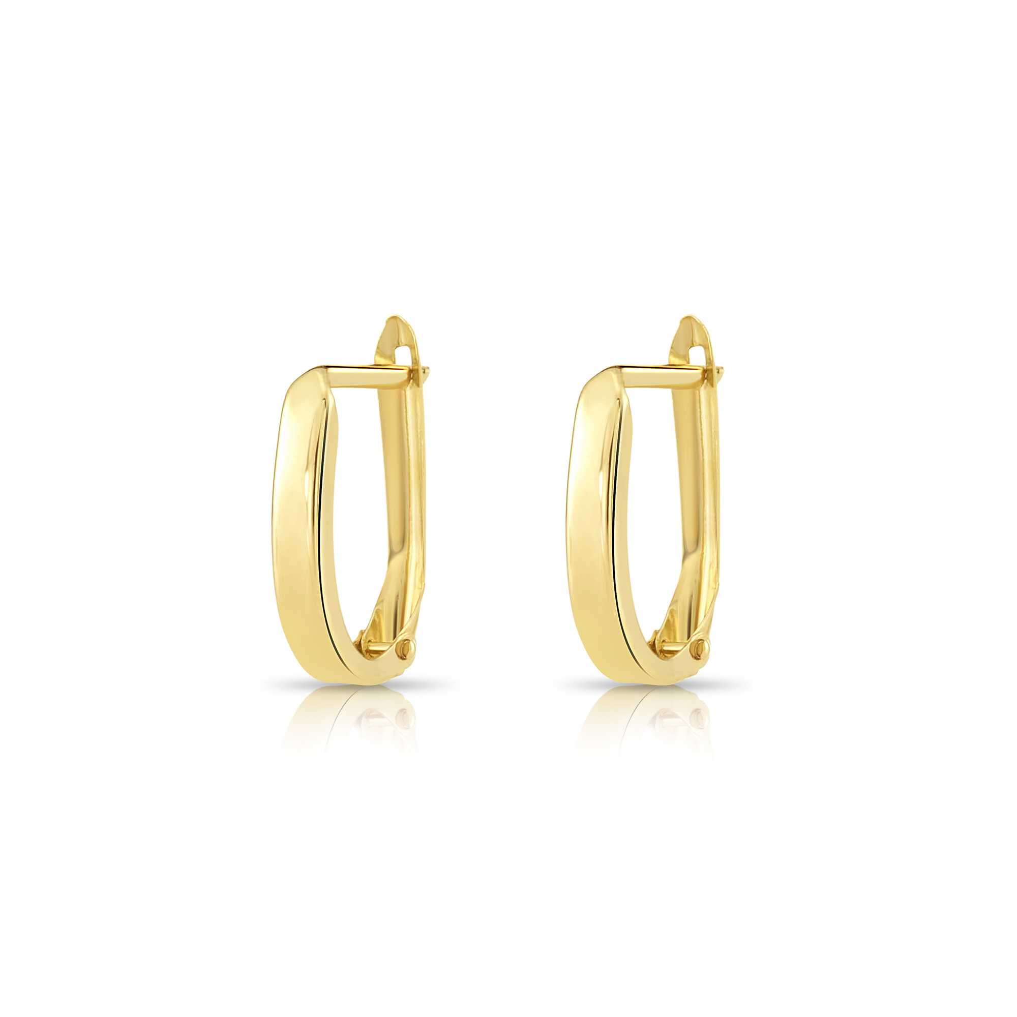 Tilo Jewelry 14K Yellow Gold Shiny Oval Plain Huggie Hoop Earrings | Handmade Fine Jewelry | Women & Unisex