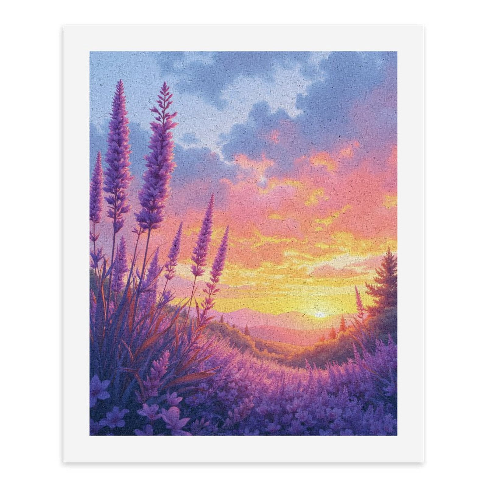Paint By Numbers Kit for Adults Beginner - DIY Lavender Sunset Mountain View Canvas Painting Kits for Adults, Frameless Paint By Number for Adults for Home Wall Decor 16x20 Inch