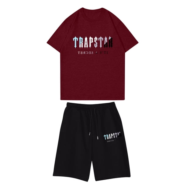 Moonsky Men's /women's Crewd -neck Short-sleeved Tops and Shorts Sports Suits Sweatshirt Pants Set Casual Fashion Christmas Print Short Sleeve Pullover Casual Sweatshirt Pullover(XL#Wine)